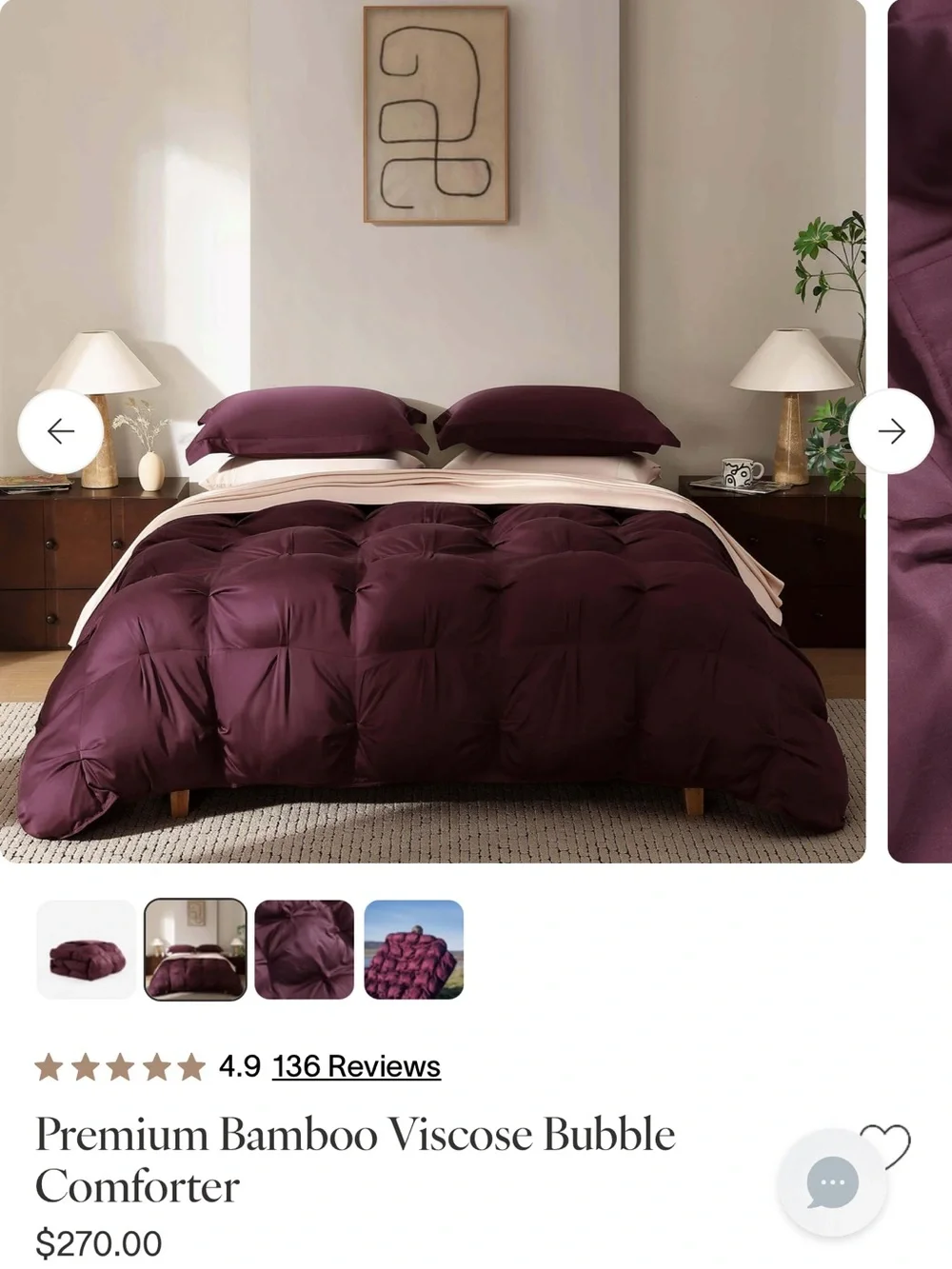 Plum Bamboo Viscose Bubble Comforter - Sunday Citizen